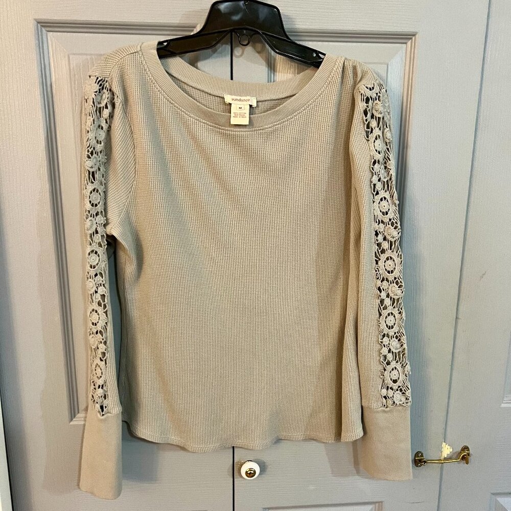 Sundance Catalog Waffle Tee w/ Lace